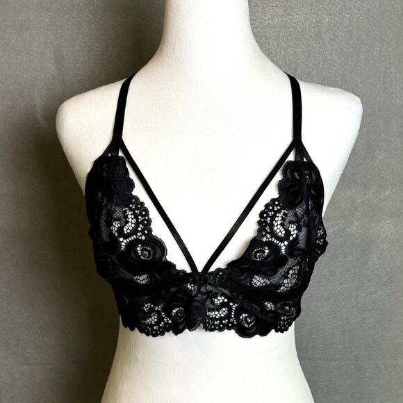 Cripom NWT Black Sexy Strappy Lace Bra and G String Set Size Large - Picture 1 of 7
